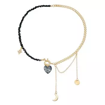 Аксессуары Ретро Дизайн Зеркало Любовь Луна Цепочка на Ключицу Простое Ожерелье с Соединением