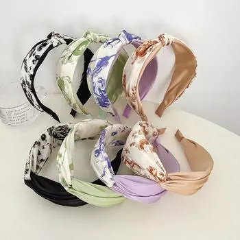 Аксессуары Ретро крест широкая повязка на голову для женщин завязанный обруч головной убор с полями для волос 17*6cm чёрный