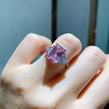 Аксессуары Розовый бриллиант Желтый бриллиант Кольцо Женское прямоугольное цирконовое кольцо Регулируемое винтажное имитационное ювелирное изделие rectangular 8 * 12