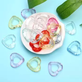 Аксессуары ручной работы для изготовления ювелирных изделий, свободные бусины ярких цветов, акриловые полые бусины в форме сердца, 20 шт., принадлежности ручной работы, изготовленные вручную 20 Pcs разноцветный