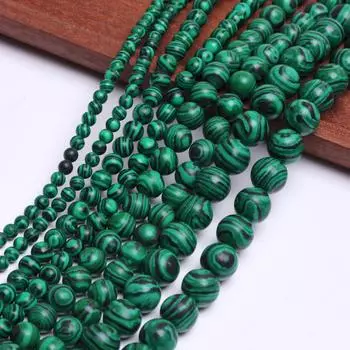 Аксессуары ручной работы Зеленый Малахитовый Камень 40-20 шт. Павлин Драгоценный Камень Круглые Ожерелья Очаровательные Бусины 4/6/8/10 мм Натуральный Камень Для Изготовления Ювелирных Изделий DIY 4mm 40Pcs