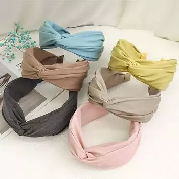 Аксессуары с крестообразным узлом, модные ленты, женские простые волосы, однотонная повязка на голову для волос 17*7cm