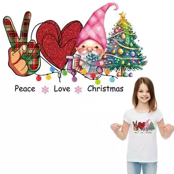 Аксессуары «сделай сам», нашивка «Мир, любовь», Рождество, термоклейкая передача, моющаяся, художественные ремесла, глажка одежды, аппликация, термоперенос