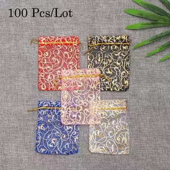 Аксессуары Сердце Печатный Сетчатый Конфеты Шоколад Упаковка Подарочный Мешочек Ювелирные Мешочки Сумка на Шнуре синий