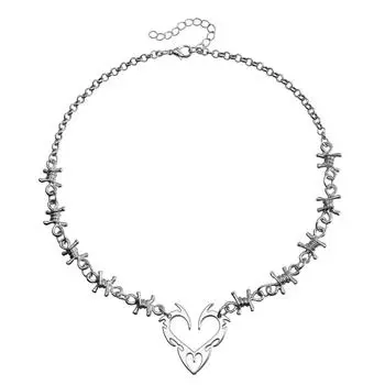 Аксессуары Шипы Любовь Пламя Тотем Сращивание Ожерелье Женское Y2K Spice Girl Винтажная Цепочка на Ключицу