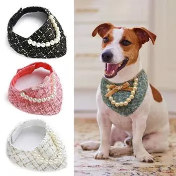 Аксессуары Собачья слюна Полотенце Кошка Ожерелье Щенок Нагрудник Жемчужный ошейник Собачий шейный платок Бандана для домашних животных розовый