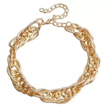 Аксессуары, Street Tide Exaggerated Twist Толстая металлическая цепь Ожерелье, Простое и холодное ожерелье Темперамент Женщины золотой