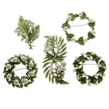 Аксессуары Свежий Зеленый Венок Простой Ретро Мода Мужчины И Женщины Растение Брошь Подарок