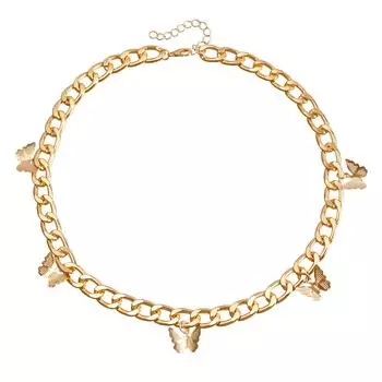 Аксессуары, Темпераментная алюминиевая цепочка, короткое колье с бабочкой, трендовый чокер золотой