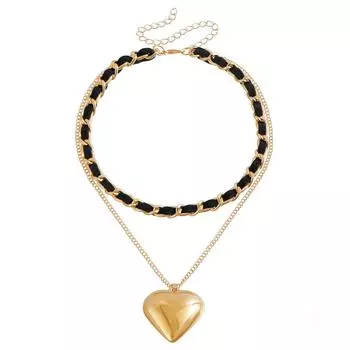 Аксессуары, Темпераментная фланелевая цепочка, Ожерелье с маленьким ароматом, Преувеличенное трехмерное ожерелье-чокер с любовью, Универсальное двухслойное ожерелье золотой