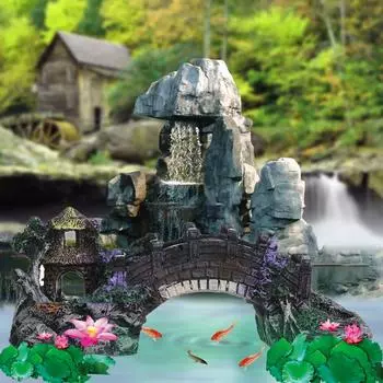 Аксессуары Украшение для аквариума Украшения из смолы для аквариума Искусственный ландшафтный дизайн Искусственный мостик Рокарий