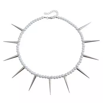 Аксессуары Высококачественная Универсальная Цепочка на Ключицу из Имитации Жемчуга Хип-Хоп Тренд Индивидуальность Конус Короткое Ожерелье Женщины