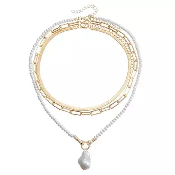 Аксессуары, Высококачественные многослойные ожерелья из искусственного жемчуга, Сексуальные атмосферные трендовые цепочки для ключиц золотой