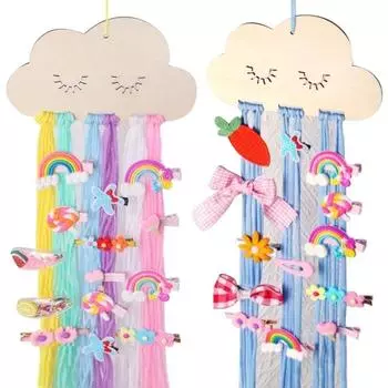 Аксессуары в скандинавском стиле из цельного дерева в стиле облаков, заколка для волос принцессы, бант, подвеска для хранения, разноцветная сумка для аксессуаров своими руками