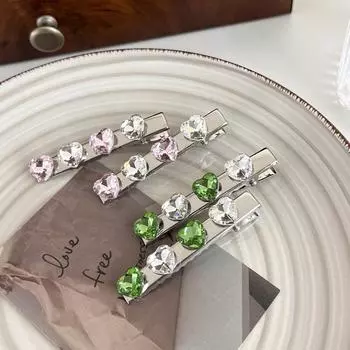 Аксессуары Заколка для волос с сердечками в Корейском стиле Заколка для волос со стразами Заколка для волос на лбу