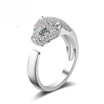 Аксессуары Желание Кольцо с головой леопарда Слегка инкрустированное цирконием Кольцо Открытое Мужские и женские Кольца Модные Персонализированные Ювелирные Изделия opening adjustable платиновый