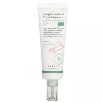 Axis-Y, солнцезащитный крем Complete No Stress Physical Sunscreen, SPF 50+, PA++++, версия 3, 1,69 жидких унций (50 мл)