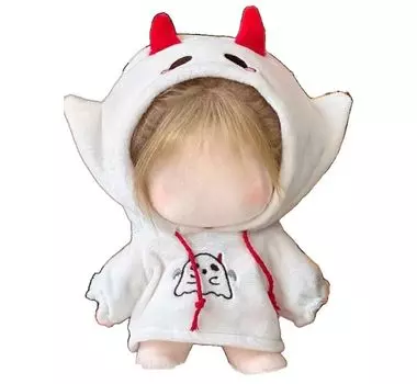 AXLUCE Plush Clothes Ghost Hoodie Plush Toy Clothes 10cm Doll - - - - - - (White, 10cm)