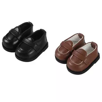 AXLUCE плюшевые кожаные туфли кукольные мокасины игрушечная обувь мягкая одежда 20 см (Черно-коричневый)