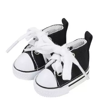 AXLUCE плюшевые парусиновые туфли высокие кроссовки кукольная игрушка-обувь-мягкая одежда-20 см (черный) чёрный