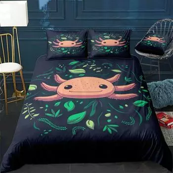 Axolotl Animal Cute Pet Quilt Cover Pillowcase 3Piece Comforter Bedding Set With Pillow Case Single Double Duvet Cover 70x133cm 2pcs