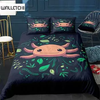 Axolotl Animal Cute Pet Quilt Cover Pillowcase 3Piece Comforter Bedding Set With Pillow Case Single Double Duvet Cover EU single(135x200cm)