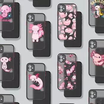 Аксолотль милый мультфильм животное чехол для телефона матовый прозрачный для iphone 7 8 11 12 13 plus mini x xs xr pro max чехол iPhone12