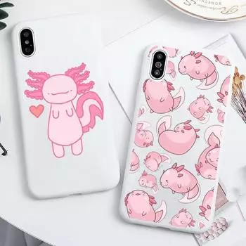 Аксолотль милый мультяшный чехол для телефона цвета конфет для iPhone 6 7 8 11 12 13 s mini pro X XS XR MAX Plus iPhone11pro
