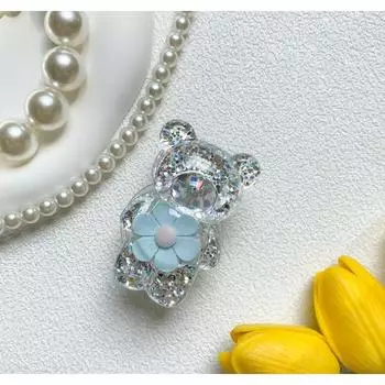 AY Bling Flower Bear Grip Tok Epoxy Smart Tok, Blue, 1 pc.