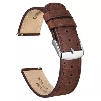 [Ayadoo] ремешок для часов 20 мм из натуральной кожи, ретро-ремешок из темно-коричневой кожи/серебряной пряжки, сменный ремень, быстросъемный