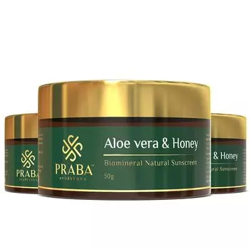 AYURVEDHA Натуральный биоминеральный солнцезащитный крем с алоэ вера и медом для мужчин и женщин | Осветление кожи для жирной кожи - 50 г 50g