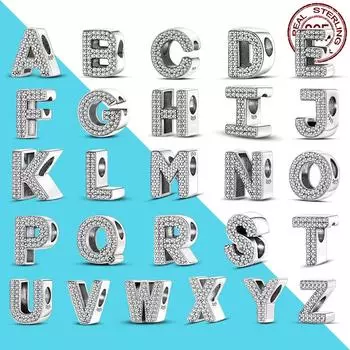 AZ 26 английские буквы алфавита бусина-шарм 925 серебро подходит для оригинальной цепочки браслет-шарм изготовление ювелирных изделий Berloque для женщин