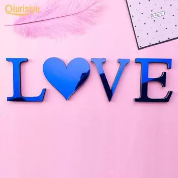 AZ буква алфавита акриловая зеркальная настенная художественная наклейка A синий