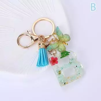 AZ Dreamy Sequin Letters Брелок для женщин Подвеска-бабочка с кисточками Инициал Брелок для кошелька Подвеска для сумок Амулеты Автомобильный брелок