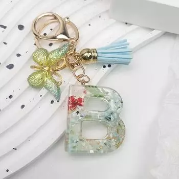 AZ Dreamy Sequin Letters Брелок для женщин Подвеска-бабочка с кисточками Инициал Брелок для кошелька Подвеска для сумок Амулеты Автомобильный брелок