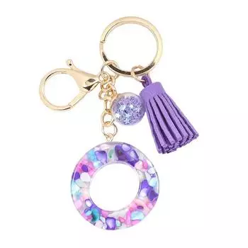 AZ красочные буквы кисточка брелок смола фиолетовые камни заполнены подвеска брелки сумка автомобиль ключи шарм аксессуары