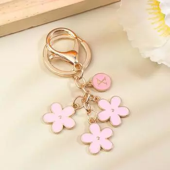 AZ начальные буквы брелок розовый цветок подвески для ключей для сумки рюкзак кошелек подвеска кулон эмалированный брелок