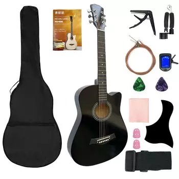 AZEKIL Guitar Beginner Set Акустическая гитара Гитарный набор 38 дюймов Акустическая гитара Вводная практическая гитара для студентов Детская гитара для взрослых