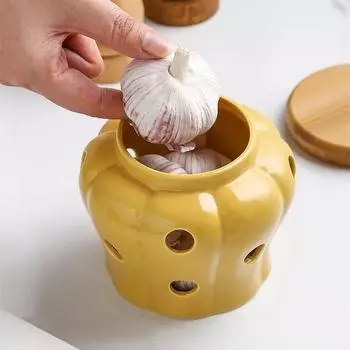 Ажурная керамическая банка для хранения чеснока с крышкой в форме тыквы, банки для хранения имбиря, перца чили, абажур для свечи