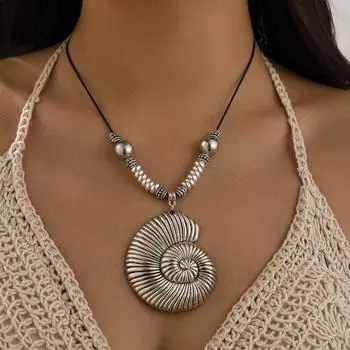 Ажурная раковина ключичная цепочка регулируемая веревка большое сердце чокер пляжные украшения style7