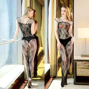 Ажурное боди, эротический комбинезон, женский прозрачный секс-одежда с открытой промежностью, прозрачные чулки для тела, сетчатое горячее порно, нижнее белье one size
