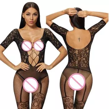Ажурное боди-чулок сексуальное женское белье чулки для всего тела открытый промежность боди ажурный женский костюм эротическое нижнее белье XXS