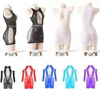 Ажурные чулки для тела с открытой промежностью, цельные чулки для всего тела, женское нижнее белье One Size