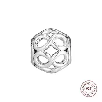 Ажурные подвески с бесконечным блеском, бусины из стерлингового серебра 925 пробы для изготовления ювелирных изделий, подходят для оригинального браслета, ювелирные украшения