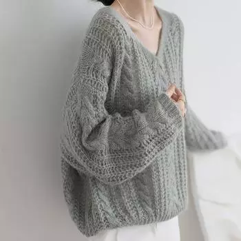 Ажурный тонкий вязаный свитер для женщин Простой и ленивый стиль для весны и лета Пуловер Свитер для женщин Свободный топ S