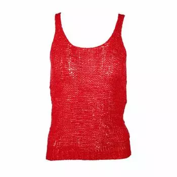 Ажурный топ из хлопковой сетки на бретелях из Италии Woman LOVE S/M красный