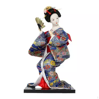 Азиатская фигурка кабуки японская кимоно девушка скульптура ремесло подарок японская кукла для ванной комнаты синий