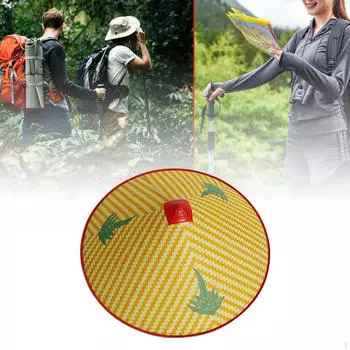 Азиатская коническая шляпа Имитация бамбукового плетения Китайский Восточный Leaf Pattern 42cm