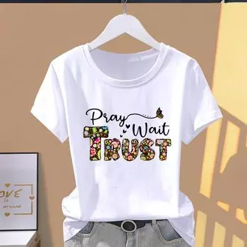 (Азиатский размер) Faith Style Милые футболки с коротким рукавом в стиле 90-х, повседневная модная футболка с принтом для женщин, повседневный женский топ с графическим принтом S