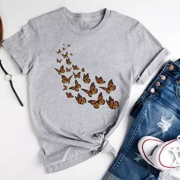 (Азиатский размер)Футболка модная футболка милый стиль тренд милый стиль 90-х годов женская женская графическая одежда с принтом повседневная футболка с коротким рукавом S